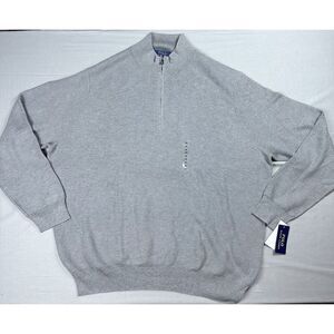 Polo Ralph Lauren Sweater Mens 4XB Gray 1/2 Zip Waffle Knit Pima Cotton